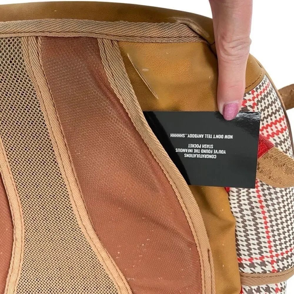 Sprayground Turbo 500 DLXV‎ plaid limited edition backpack tan vegan leather